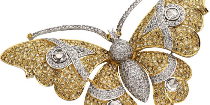1332x850 Wallpaper butterfly, stone, diamonds, decoration, diamonds images