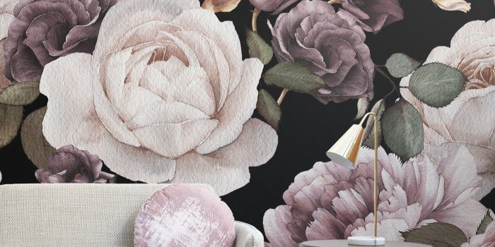 1400x2241 Purple and Pink Dark Floral Wallpaper Mural | MuralsWallpaper