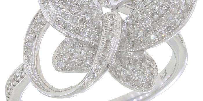 1675x1675 10k White Gold 1/3ct TDW Diamond Butterfly Ring