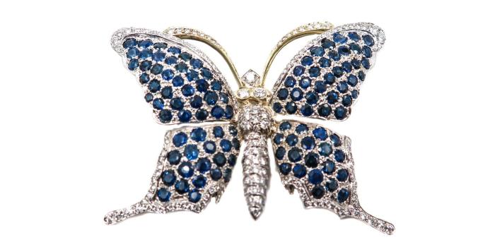 2048x2048 Sapphire & Diamond Butterfly Brooch