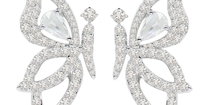 1200x1500 18K White Gold & Diamond Butterfly Earrings