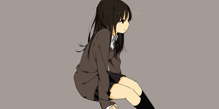 1920x1080 Sad Anime Girl Wallpaper - Anime Girl School Uniform Black And White