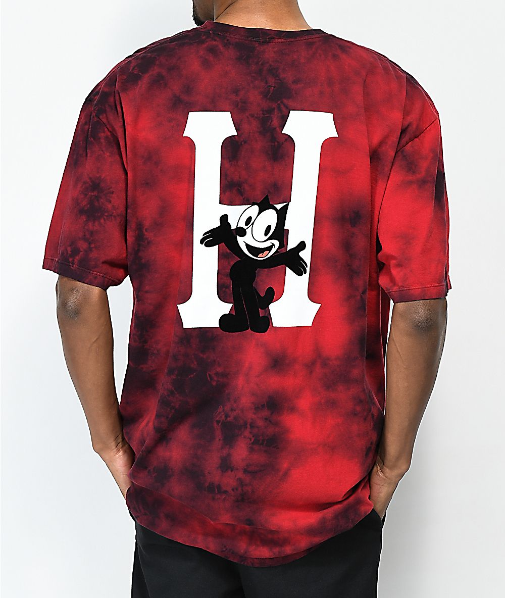 1000x1184 HUF X Felix the Cat Classic H Red Tie Dye T-Shirt