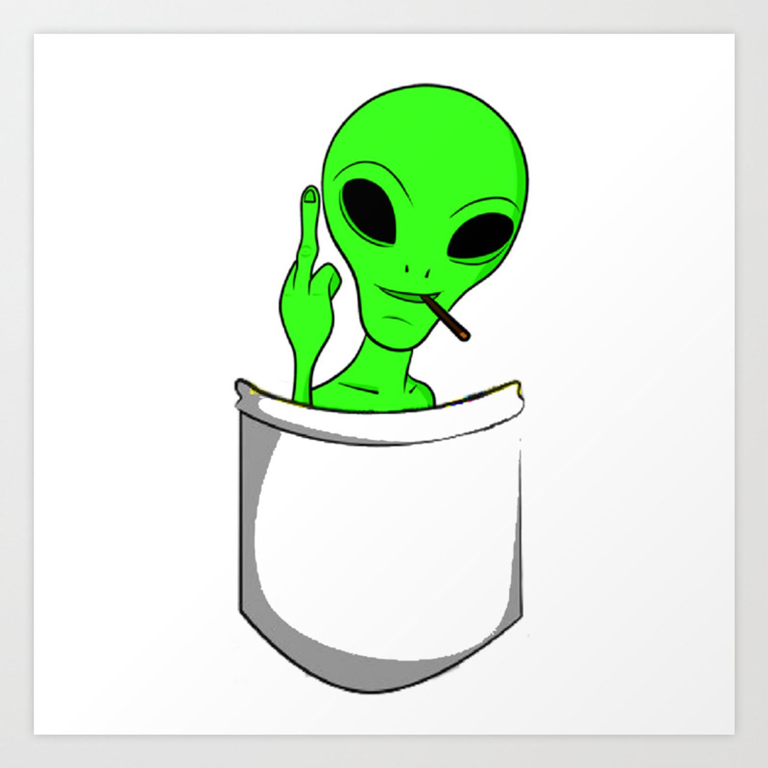 1500x1500 Alien in a pocket smoking weed / blunt Art Print