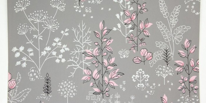 1280x853 1940s Vintage Wallpaper Pink White Flowers on Gray