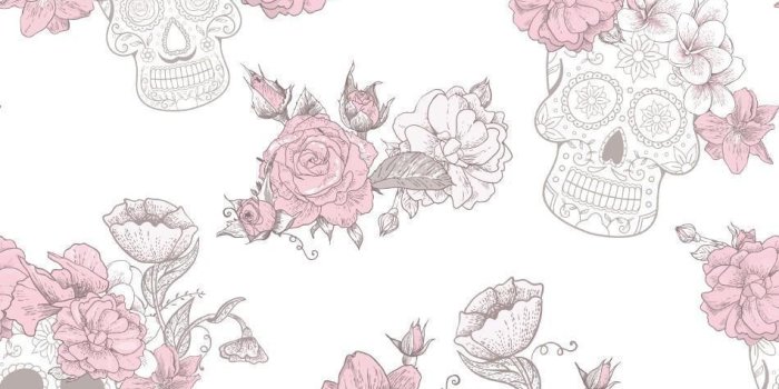 950x950 Muerte Pink and White Sugar Skulls Wallpaper