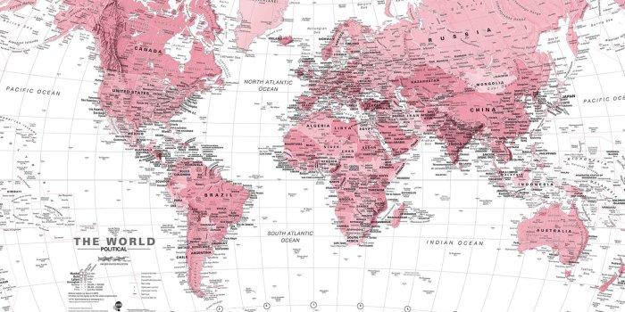 1650x1070 Pink and White World Map Wall Mural - Murals Wallpaper