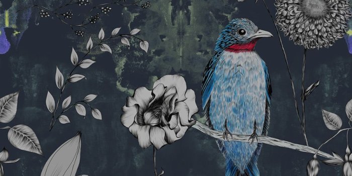 900x1385 Birds and Flowers Wallpaper - City Tale