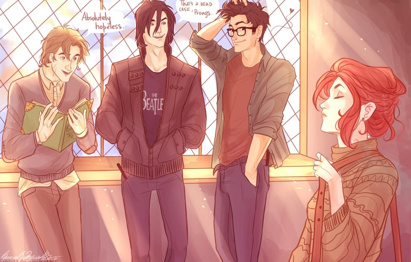 1332x850 Wallpaper Harry Potter, Lily Evans, Remus Lupin, Sirius Black, James