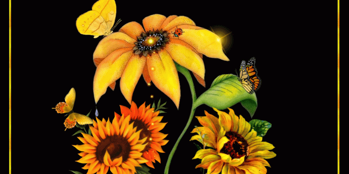 1920x1430 Sunflowers and Butterflies HD Wallpaper | Background Image