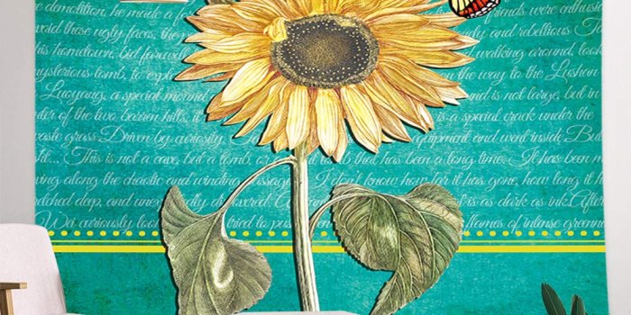 1000x1000 Amazon.com: Retro Flower Tapestry Wall Hanging, Antique Sunflowers