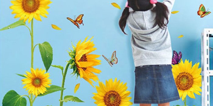 1000x1000 Sunshine Sunflower Butterfly Dancing in Summer Removable Wallpaper -  LovDock.com