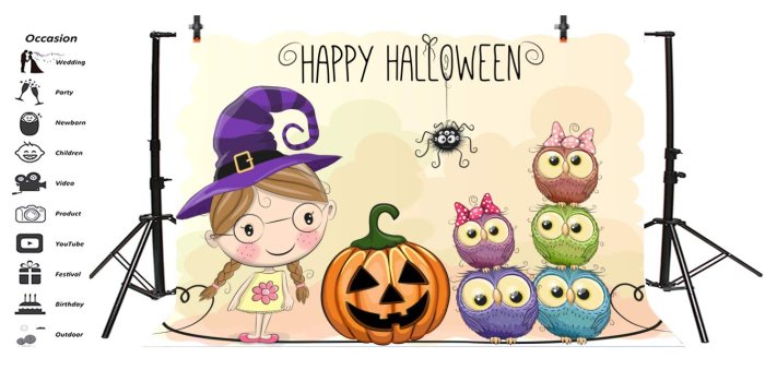 1472x750 Amazon.com : Leyiyi 5x3ft Cartoon Happy Halloween Backdrop Trick or