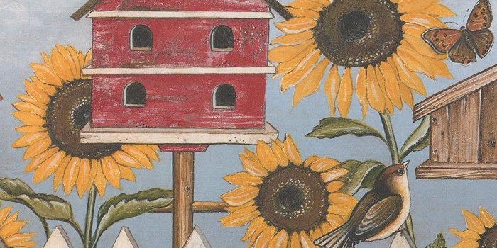 1500x1420 Amazon.com: Sunflower Birdhouse Butterfly Bird Rustic Wallpaper