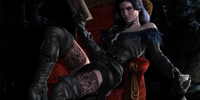 1332x850 Wallpaper girl, wine, chair, book, Witcher, The Witcher 3: Wild Hunt