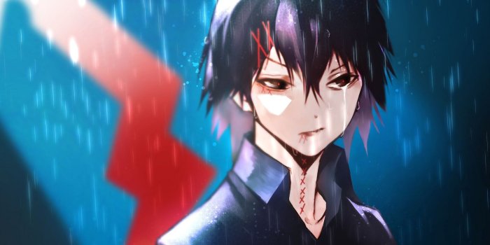 1920x1200 Download wallpapers Juuzou Suzuya, rain, manga, Tokyo Ghoul, artwork