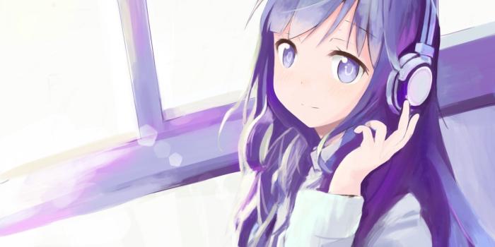 1920x1080 Download 1920x1080 Anime Girl, Headphones, Long Hair, Windows