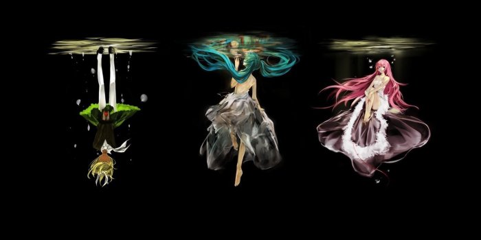 1920x1080 Three anime character illustration, Vocaloid, Kagamine Rin, Megurine