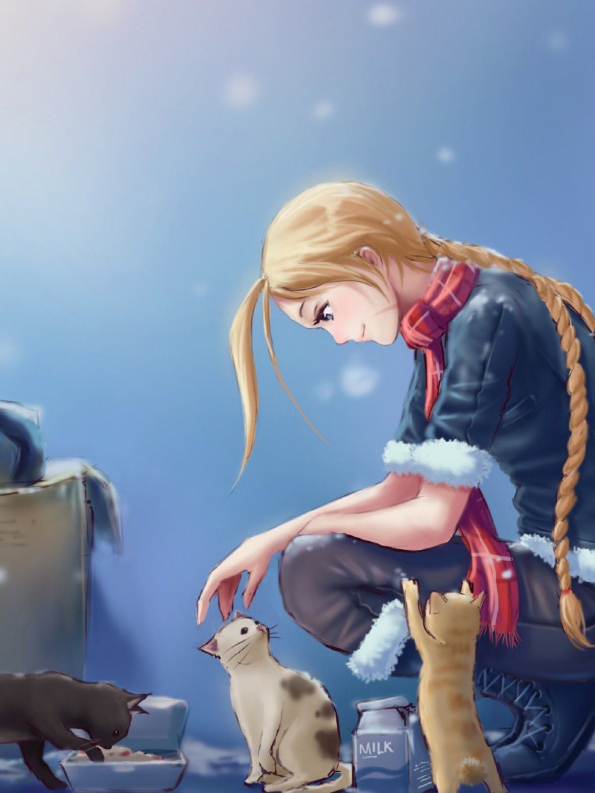 1200x1600 Abstract art street fighter cammy girl with cute cat mobile