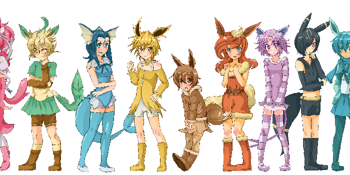 6000x2500 DeviantArt: More Like Gijinka: eevee evolutions by klinanime