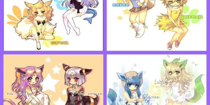 1024x768 Eeveelution - Glaceon And Leafeon Human Free Wallpaper & Backgrounds