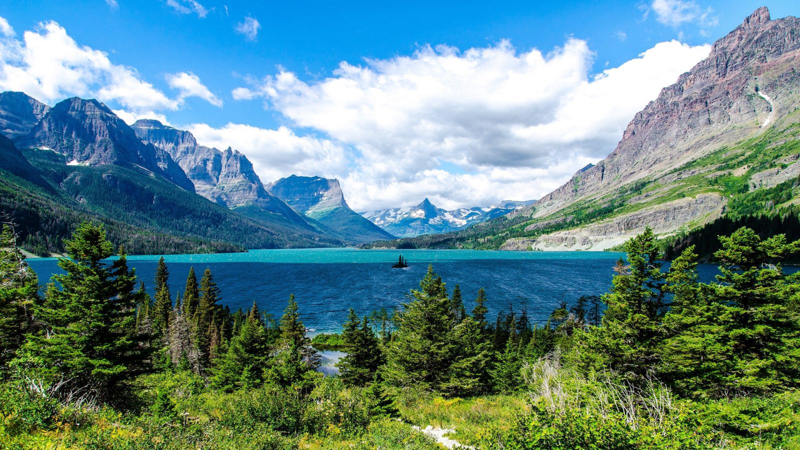 2560x1440 mountains, landscapes, nature, lakes, Glacier National Park, Saint