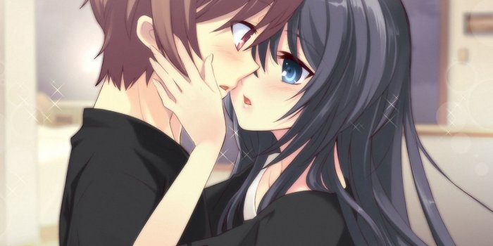 1280x1024 Download wallpaper 1280x1024 anime, boy, girl, tenderness, kiss