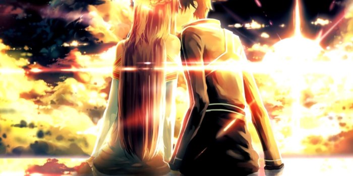 1596x987 Art Kiss Boy Girl Anime Hd Wallpaper | Wallpapers Beautiful