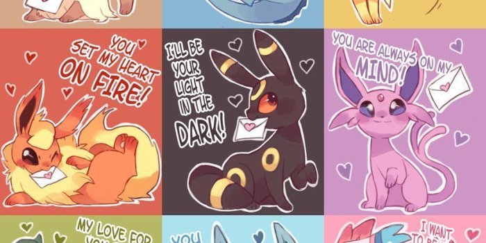 832x960 pokemon valentines, eevee, vaporeon, jolteon, flareon, umbreon