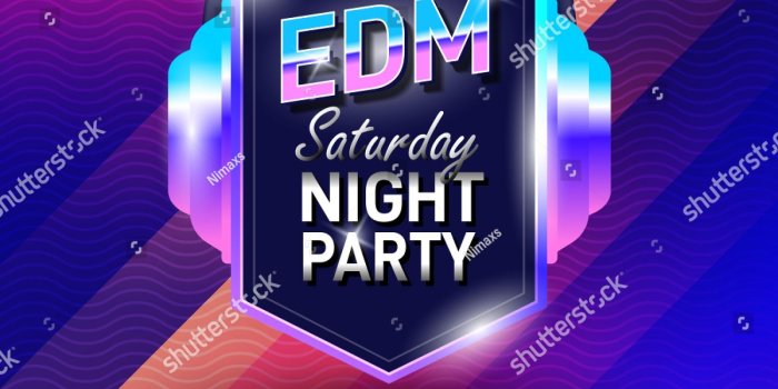 1500x1600 EDM party poster design electronic music vector template background