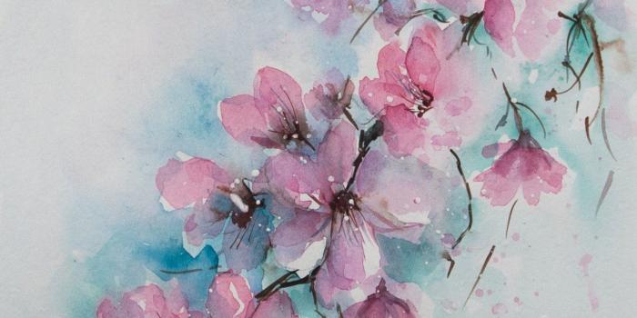 1363x1907 CHERRY BLOSSOMS Watercolor, cherry blossoms, blossom art, Pink Tree