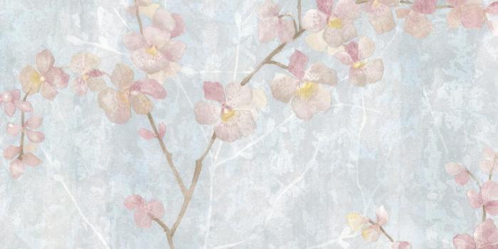 1000x1000 56.4 sq. ft. Chapman Blue Cherry Blossom Trail Wallpaper