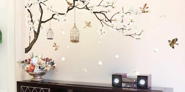 1200x1200 US $7.65 49% OFF|PVC 2Pcs/Set Blossom Tree Branch Wall Stickers Art Wall  Cherry Blossom Decals Mural Wallpaper Office Home Decoration 60x90cm-in  Wall