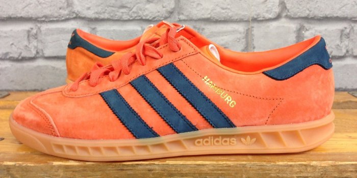 1600x1200 Mens shoes - adidas uk 9 eu 43 1/3 hamburg orange suede navy stripe