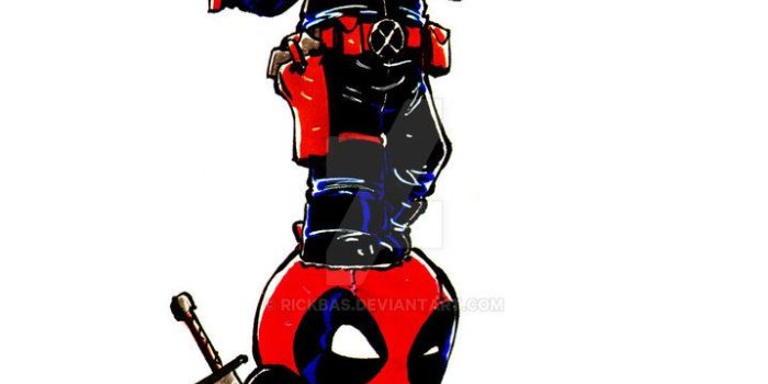 718x1113 Chibi Deadpool and Domino by RickBas