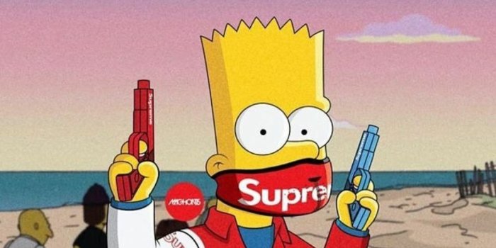 1074x1069 Bart - Bart Simpson Com Mascara Da Supreme, Hd Wallpapers