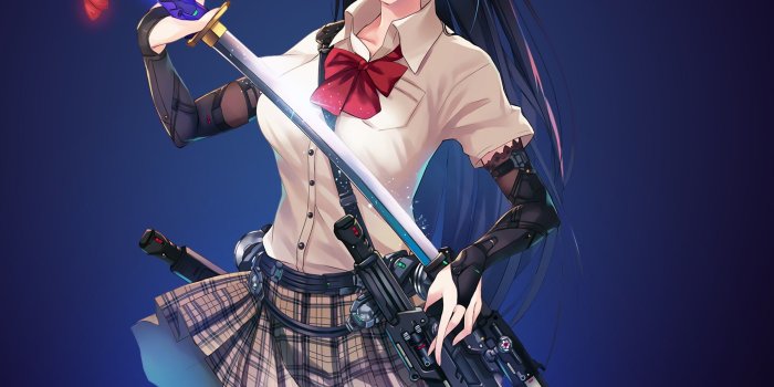 2560x2560 Wallpaper Anime girl, Sword, Katana, Samurai, 4K, Anime, #8422