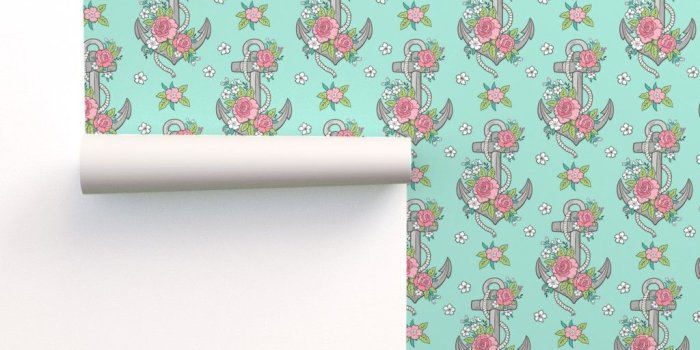 1024x1024 Anchor Nautical & Vintage Boho Roses on Isobar by caja_design