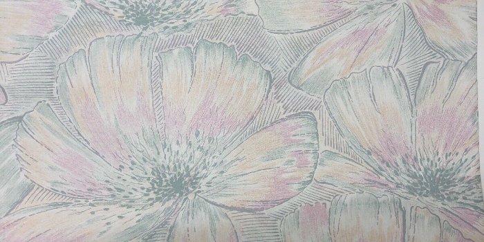 1200x1600 Vintage Embossed Pastel Pink Mint Gray Giant Floral Chintz Wallpaper