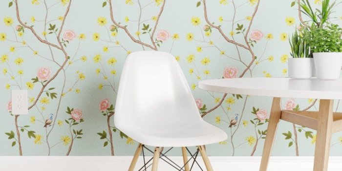 1024x1024 Chinoiserie Wallpaper - Jenny Peony On Mint by domesticate - Vintage Floral  Wallpaper Double Roll by Spoonflower