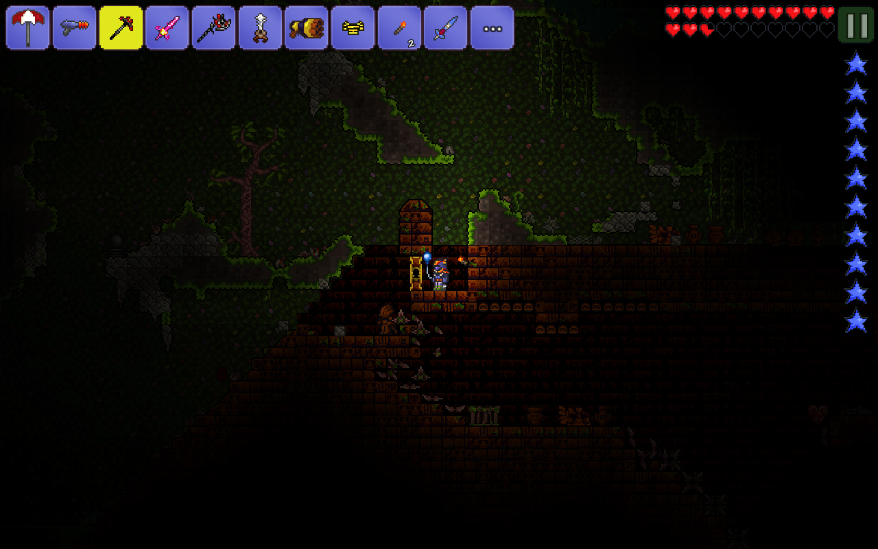 1280x800 Before hardmode when i was gathering jungle spores for the nights