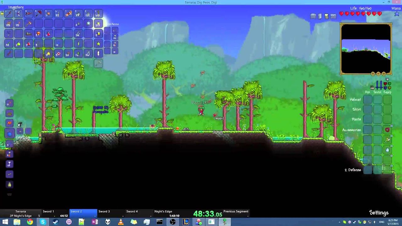 1920x1080 [ex-WR] Terraria 1.2 2P Night's Edge Speedrun (1:21:03)