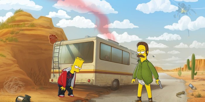 1920x1200 The Simpsons, Breaking Bad, Humor, Ned Flanders, Bart Simpson