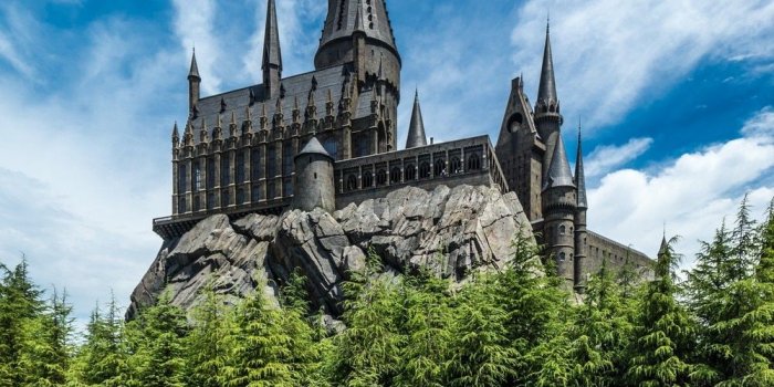 1000x791 US $14.53 5% OFF|Harry Potter hogwarts castle blue sky white clouds tree  river Backgrounds Vinyl cloth Computer print wall backdrop-in Background  from