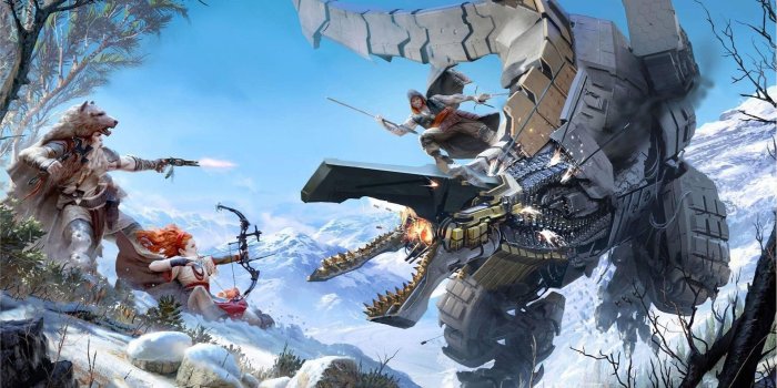 1920x1080 Aloy and friends in battle. Wallpaper from Horizon: Zero Dawn