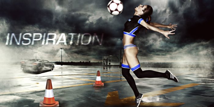1920x1200 Brunette with a soccer ball wallpapers and images - wallpapers
