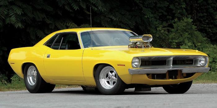 1244x700 Plymouth barracuda hot rod tuning yellow classic muscle car