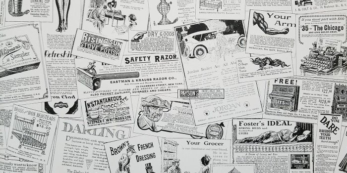 1400x1400 Black & White Nostalgic Vintage Ads Wallpaper