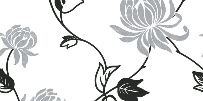 1000x1000 Arthouse Vintage Riva Motif Wallpaper Black / White / Silver (530906)