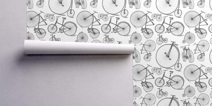 1024x1024 Antique Wallpaper Sample Swatch - Bikes Vintage Black and White